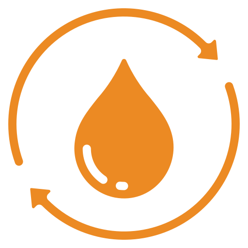 a orange drop of oil with arrows around it